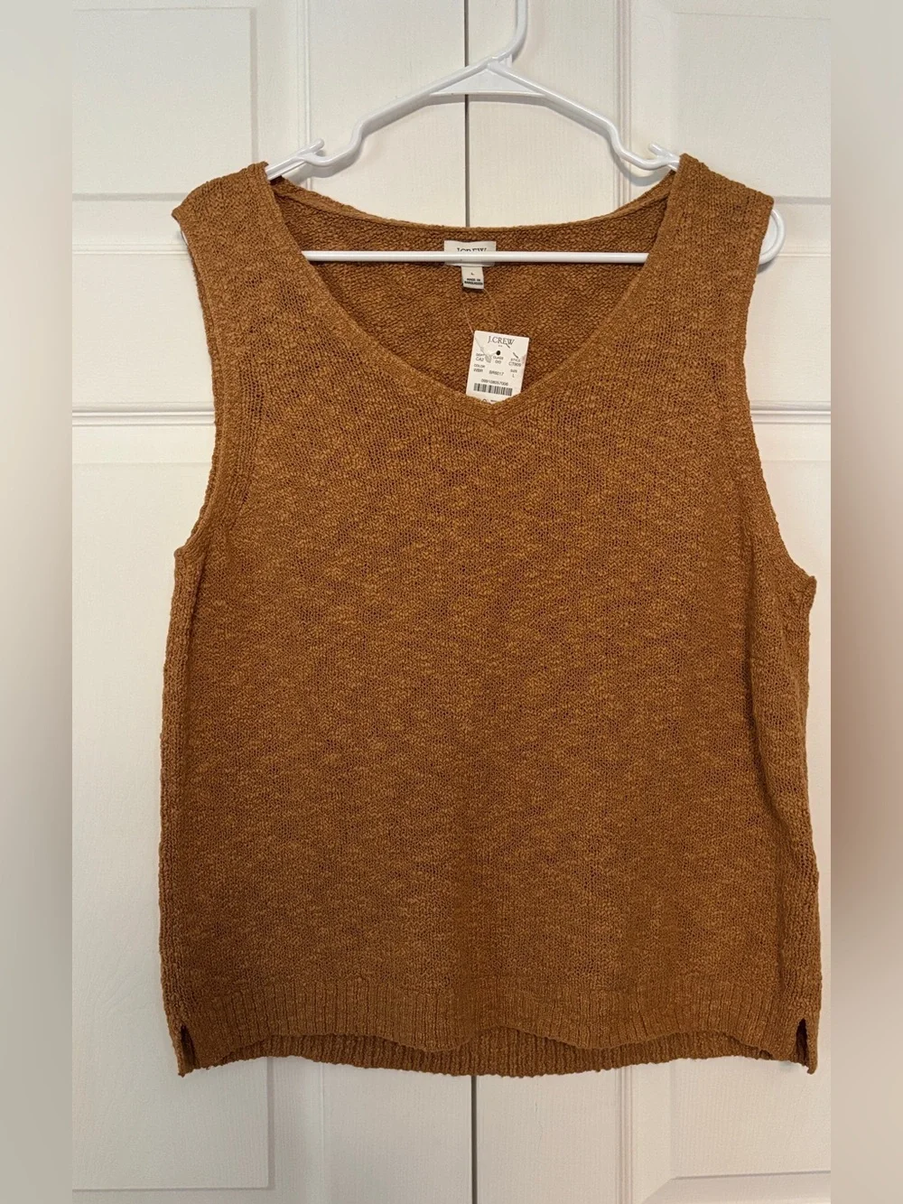 J.Crew NWT Women’s Brown V-Neck Sweater Vest Size L Cotton Blend